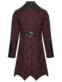 Red Gothic Palace Jacquard Bat Lapel Collar Tail Coat for Men