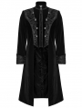 Black Gothic Palace Embroidery Velvet Party Coat for Men