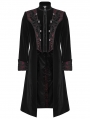 Black and Red Gothic Palace Embroidery Velvet Party Coat for Men