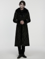 Black Gorgeous Jacquard Gothic Fur Collar Coat for Men