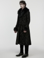 Black Gorgeous Jacquard Gothic Fur Collar Coat for Men