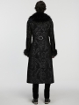 Black Gorgeous Jacquard Gothic Fur Collar Coat for Men