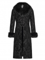 Black Gorgeous Jacquard Gothic Fur Collar Coat for Men