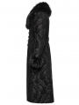 Black Gorgeous Jacquard Gothic Fur Collar Coat for Men