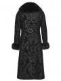 Black Gorgeous Jacquard Gothic Fur Collar Coat for Men