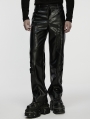 Black Gothic Cyberpunk Straight Leather Pants for Men