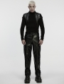 Black Gothic Cyberpunk Straight Leather Pants for Men