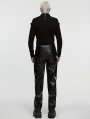 Black Gothic Cyberpunk Straight Leather Pants for Men