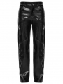 Black Gothic Cyberpunk Straight Leather Pants for Men