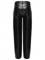 Black Gothic Cyberpunk Straight Leather Pants for Men