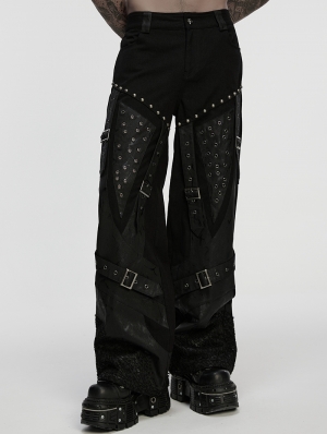 Black Gothic Punk Street Rock Straight Pants for Men
