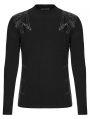 Black Gothic Handsome Punk Splicing Knitted T-Shirt for Men