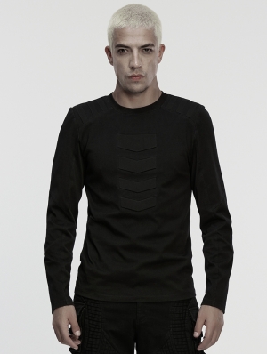 Black Gothic Cyberpunk Long Sleeve T-Shirt for Men