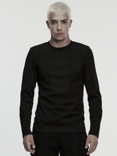 Black Gothic Cyberpunk Long Sleeve T-Shirt for Men