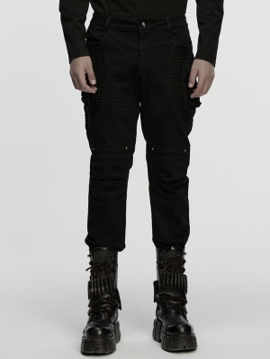 Black Gothic Punk Techwear Denim Pants for Men