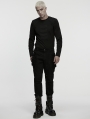 Black Gothic Punk Techwear Denim Pants for Men