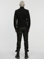 Black Gothic Punk Mottled Printed Pants for Men