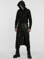 Black Gothic Punk Tattered Knitted Kilt for Men