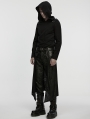 Black Gothic Punk Tattered Knitted Kilt for Men