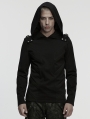 Black Gothic Cyberpunk Hooded T-Shirt for Men