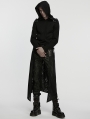Black Gothic Cyberpunk Hooded T-Shirt for Men