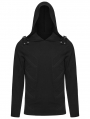 Black Gothic Cyberpunk Hooded T-Shirt for Men