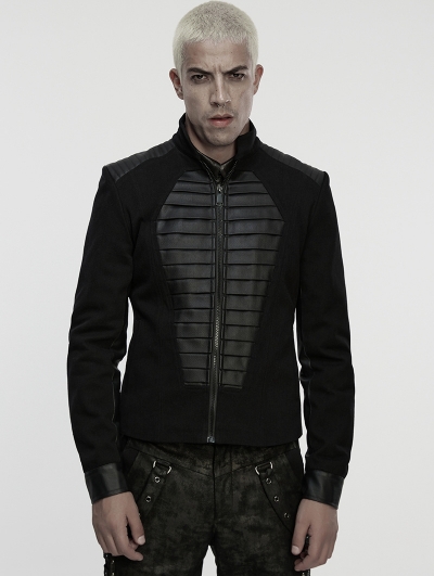 Black Gothic Punk Military Style Coffin Short Jacket for Men
