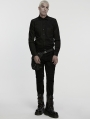 Black Gothic Cyberpunk Studded Shirt for Men