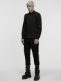 Black Gothic Cyberpunk Studded Shirt for Men