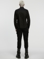 Black Gothic Cyberpunk Studded Shirt for Men