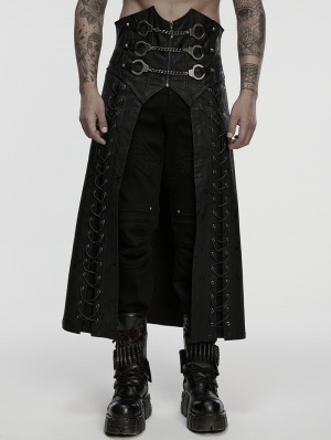Black Gothic Punk Rebel Handcuffs Kilt for Men