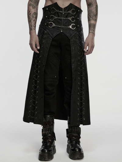 Black Gothic Punk Rebel Handcuffs Kilt for Men