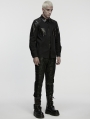 Black Gothic Punk Eyelets Personalized Shirt for Men