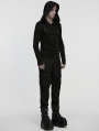 Black Gothic Cyberpunk Asymmetric Hooded T-Shirt for Men