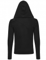 Black Gothic Cyberpunk Asymmetric Hooded T-Shirt for Men
