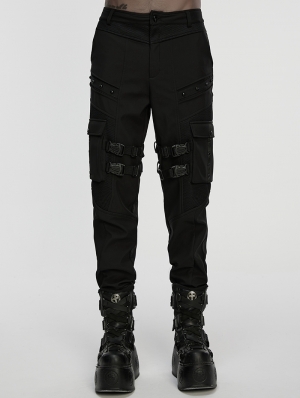 Black Gothic Punk Waterproof Techwear Pants for Men