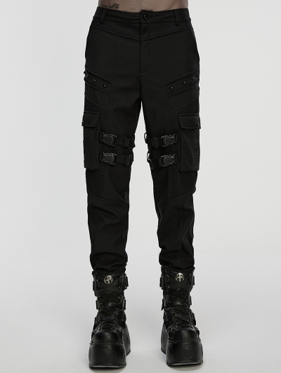 Black Gothic Punk Waterproof Techwear Pants for Men