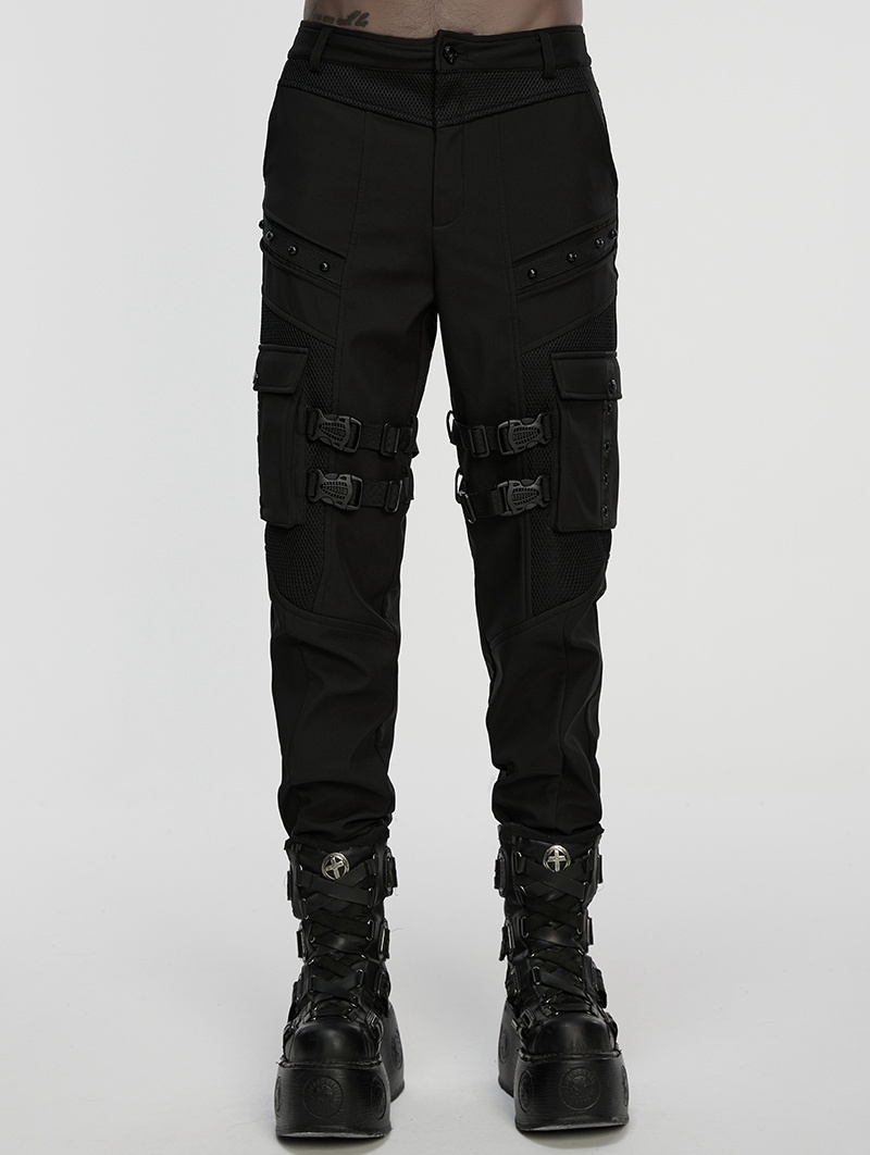 Black Gothic Punk Waterproof Techwear Pants for Men