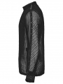 Black Gothic Punk Asymmetric Splicing Mesh T-Shirt for Men