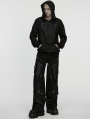 Black Gothic Punk Harajuku Decadent Loose Hoodie for Men