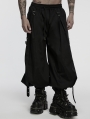 Black Gothic Cyberpunk Loose Cuffed Trousers for Men