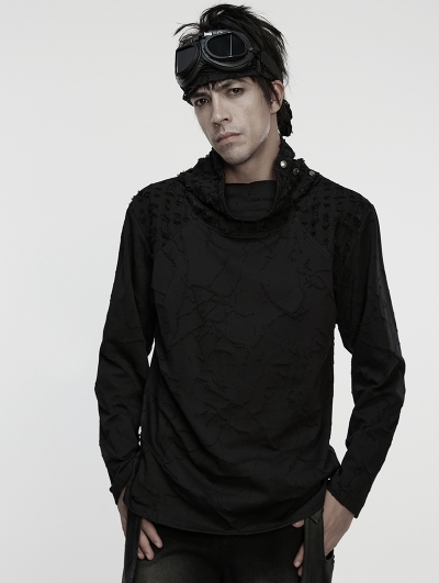 Black Gothic Cyberpunk Decadent Loose T-Shirt for Men