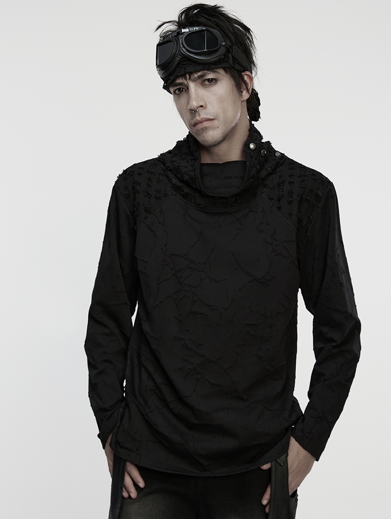 Black Gothic Cyberpunk Decadent Loose T-Shirt for Men