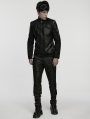 Black Gothic Punk Rock Suede Denim Short Jacket for Men