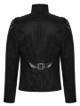 Black Gothic Punk Rock Suede Denim Short Jacket for Men