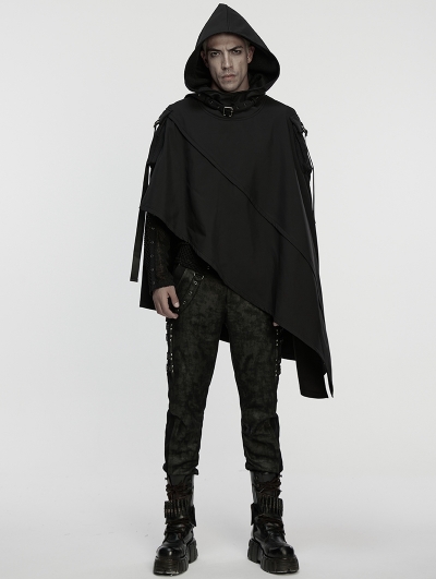 Black Gothic Wasteland Punk Waterproof Irregular Cloak for Men