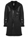 Black Gothic Rough Punk Asymmetric Plush Jacket for Men