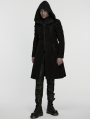 Black Gothic Cyberpunk Armor Hooded Velvet Jacket for Men