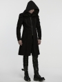 Black Gothic Cyberpunk Armor Hooded Velvet Jacket for Men