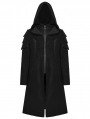 Black Gothic Cyberpunk Armor Hooded Velvet Jacket for Men